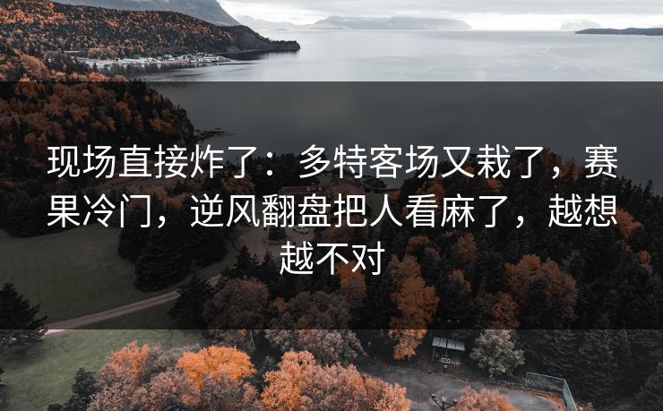 现场直接炸了：多特客场又栽了，赛果冷门，逆风翻盘把人看麻了，越想越不对