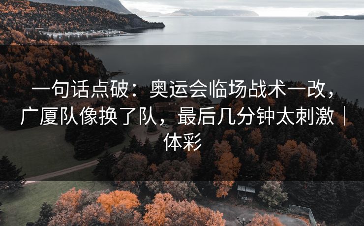 一句话点破：奥运会临场战术一改，广厦队像换了队，最后几分钟太刺激｜体彩
