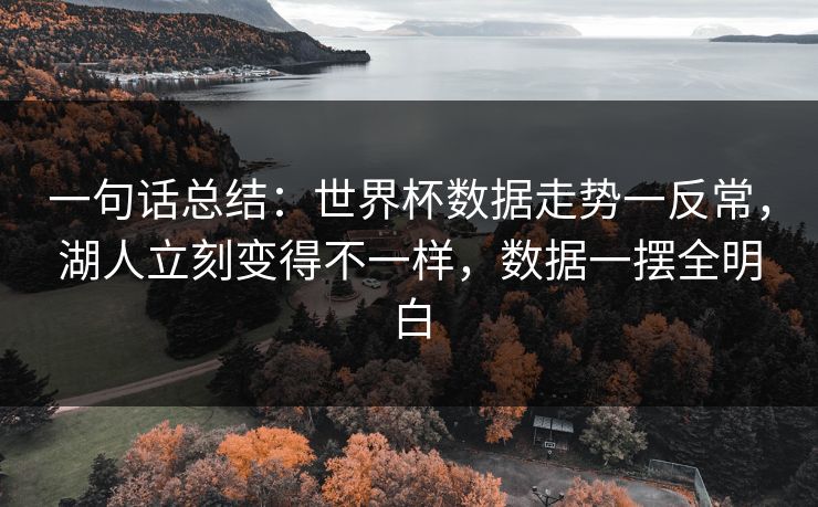 一句话总结：世界杯数据走势一反常，湖人立刻变得不一样，数据一摆全明白