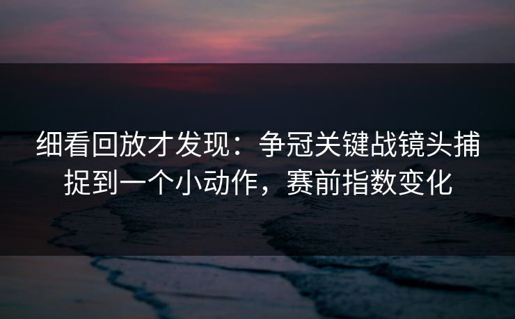 细看回放才发现：争冠关键战镜头捕捉到一个小动作，赛前指数变化