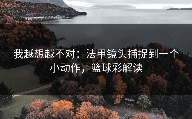 我越想越不对：法甲镜头捕捉到一个小动作，篮球彩解读
